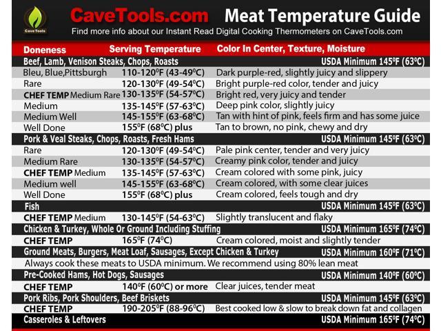 Meat Temperature Magnet - BEST INTERNAL TEMP GUIDE - Indoor Chart Includes  Min Max of All Food For Kitchen Cooking & F to C Conversions - Use Digital  ...