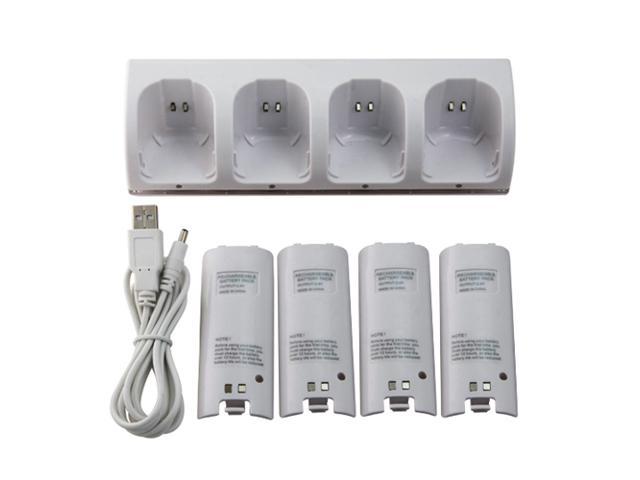 Charger Dock Station + 4 Battery Packs for Nintendo Wii Remote Controller -  
