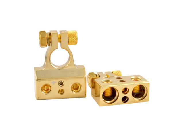 NEGATIVE GOLD PLATED BATTERY TERMINAL /COVERS ALL 2-4 GAUGE 2-8 GAUGE 