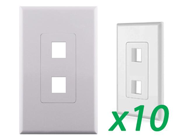 10x White 1 Gang Les Decora Wall Plate Cover W 2 Port Gang Les Decora Wall Plate