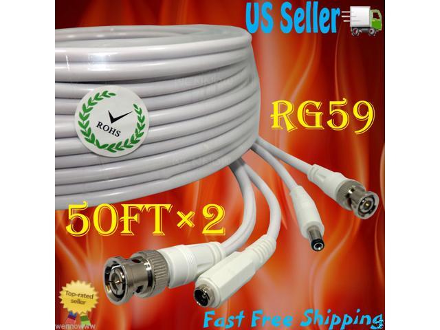 Power /& Video Cable for Security CCTV Black 50ft use//Zmodo//Swann//Qsee//Lorex