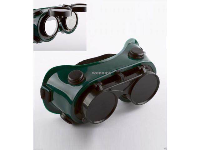 TWO Pair New Welding Cutting Welders Goggles Glasses Flip Up Dark Green Lenses