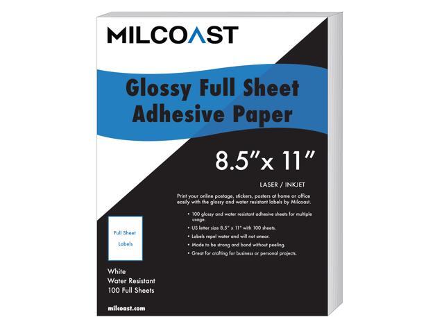 Milcoast Full Sheet 8 5 X 11 Shipping Sticker Paper Adhesive Labels Glossy Water Resistant For Laser Or Inkjet Printer 100 Full Sheet Newegg Com