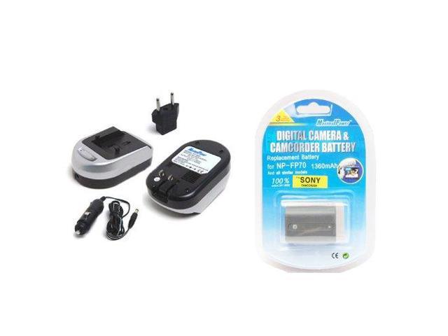 Maximal Power FC600 SON NP-FP50/FH50 and DB SON NP-FP70 Camera Battery and Charger Combo for Sony NP-FP70 Camcorder DCR-SR40 SR60 SR80 (Black Silver)