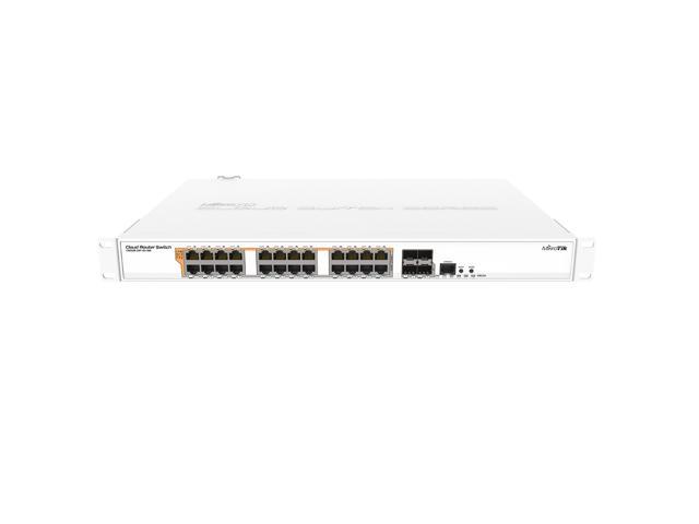 Dual Boot and PoE output Mikrotik CRS328-24P-4S+RM 24 port Gigabit Ethernet router/switch with four 10Gbps SFP 500W ports in 1U rackmount case 