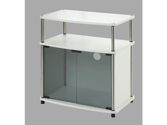 Photo 1 of TV Stand with Black Glass Cabinet With White Finish