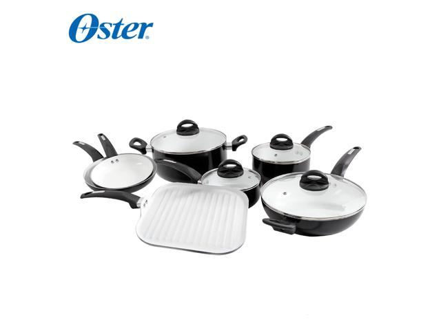 Oster Ashford 10 piece Aluminum Nonstick Cookware Set, Black