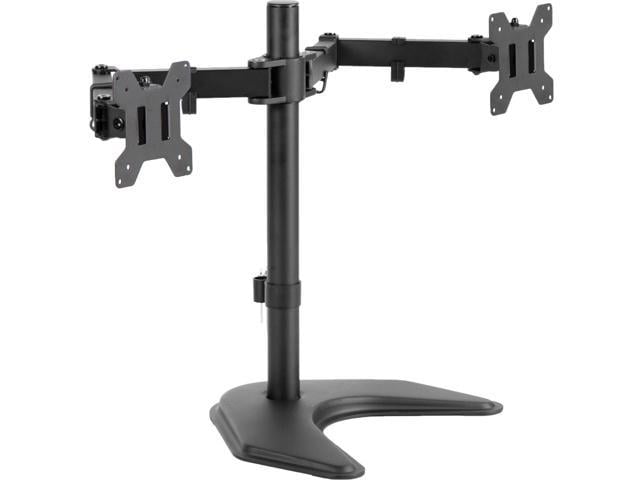 VIVO Black Dual Monitor Mount, Freestanding Desk Stand, Heavy Duty, Adjustable, Fits Up to 27" Screens (STAND-V002F)