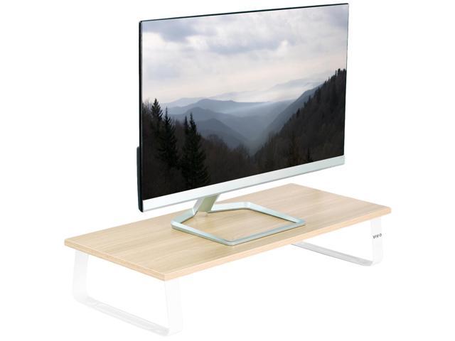 Photo 1 of VIVO 24" Desktop Stand Monitor, Keyboard, TV Riser & Desk Tabletop Organizer, Light Wood Top, White Legs