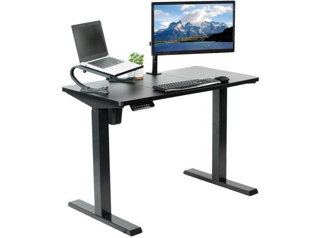 VIVO Black Electric 43 x 24 Stand Up Desk | Height Adjustable Workstation with 3 Section Table Top (DESK-EB43TB)