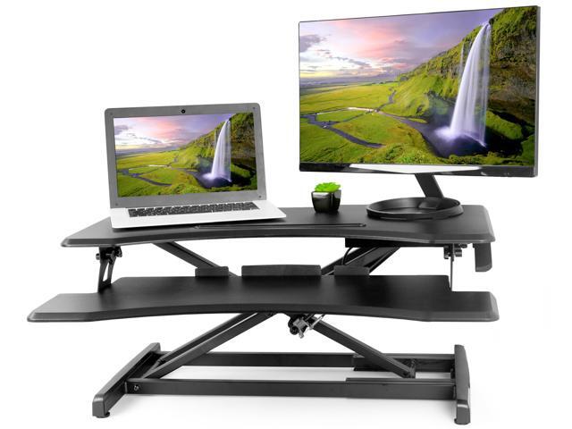 Vivo Black Height Adjule Standing Desk Monitor Riser Workstation 33 Sit Stand Tabletop Converter V000n Newegg Com