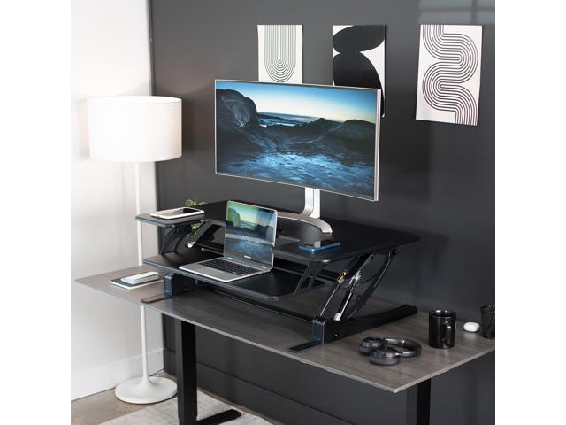 VIVO Black Height Adjustable Extra Wide 42 Stand Up Desk Converter  Workstation 