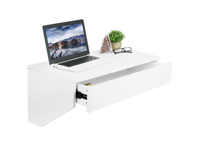 Vivo Wall Mounted Desk With 28 Top Surface And Pull Out Drawer White Floating Organizer Sf01w Newegg Com