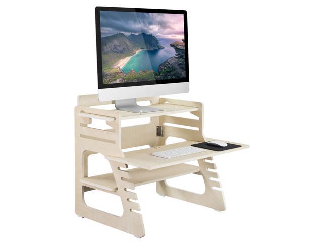 Mount It Wood Standing Desk With Full Size Keyboard Tray And Organizer Shelf Mi 7959 Newegg Com