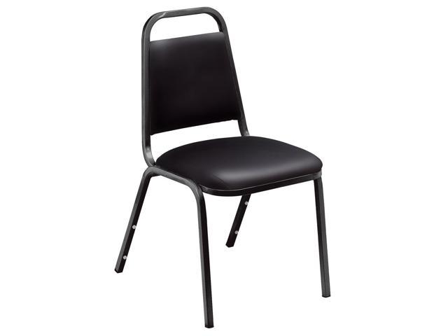NATIONAL PUBLIC SEATING 9110-B Stacking Chair, 9100 Series, Vinyl Black