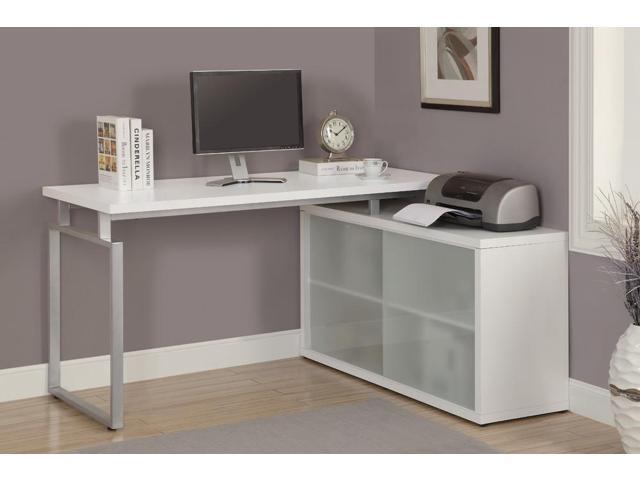 Monarch Specialties Hollow Core L Shaped Desk Frosted Glass Monarch Specialties Hollow Core