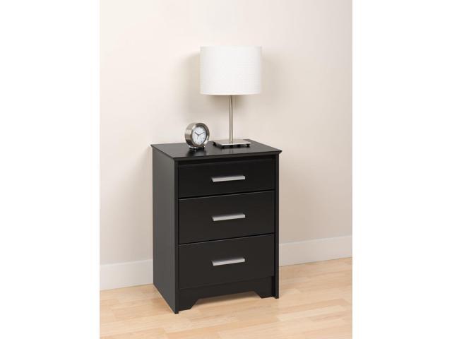 Prepac Coal Harbor Black 21 Inch 3 Drawer Tall Nightstand