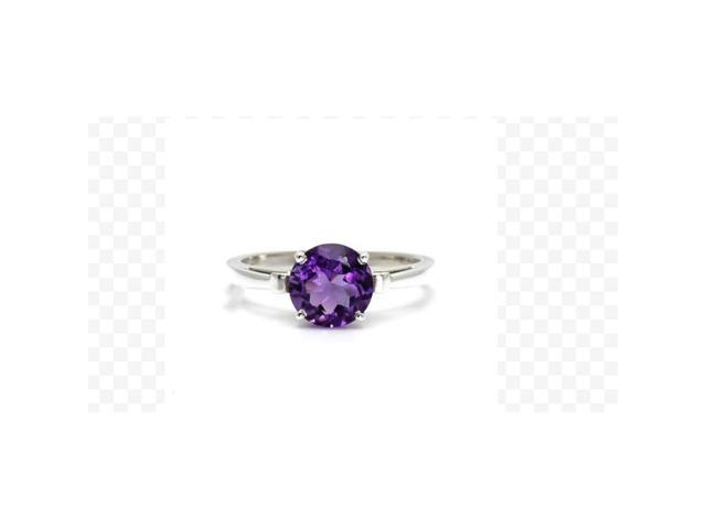 1 Ct Amethyst /& Diamond Round Ring .925 Sterling Silver
