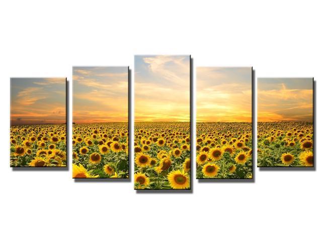 Wieco Art The Sunflowers Canvas Print Stretched And Framed Canvas Wall Art For Wall Decorationand Home Decoration Seascape Canvas Art P5rla007 F1 Newegg Com
