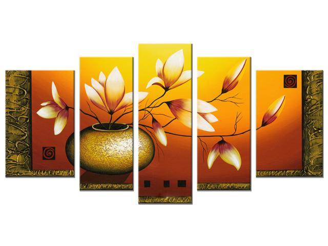 5pcs Set Modern Flower Canvas Oil Painting Picture Wall Art-Living Room Decor