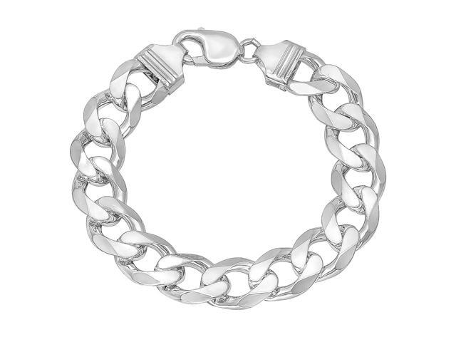 925 Sterling Silver Beveled Curb Chain Ankle Bracelet