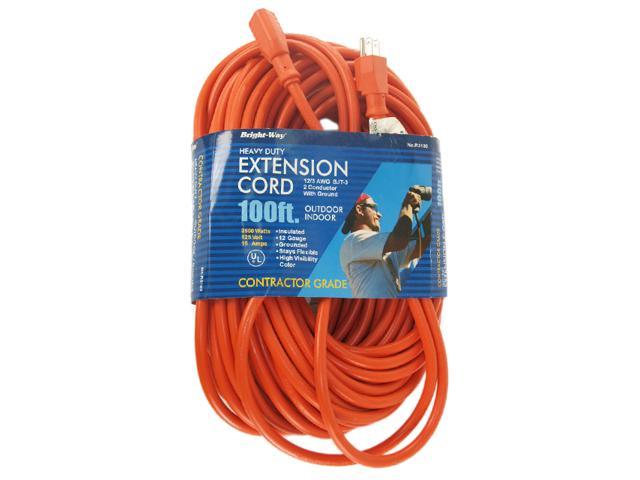 Orange 100 ft 12/3 Heavy Duty Indoor Outdoor Extension Cord Electric Power Cable