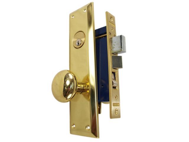 Marks Metro 91A/3-X Brass Left Hand Mortise Entry, Surface Mounted Lockset with 1-1/4" x 8" Wide Face Plate Lock Set