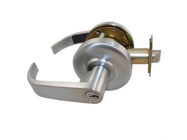 Maxtech Lkle13014r 26 Satin Chrome Us26d Always Locked Vestibule Storeroom Grade 2 Commercial Cylindrical Ada Curved Lever Lockset