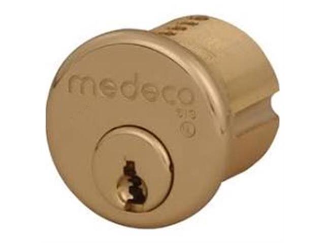 Medeco 10 0500 606 S1 Satin Brass Replacement 1 1 4 Solid Brass Mortise Cylinder With Yale Standard Cam High Security Commercial Biaxial Keyway