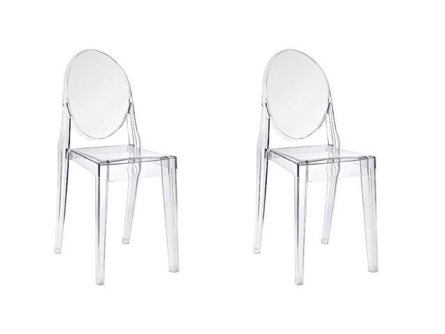 Btexpert Pair Of Modern Accent Transparent Dining Ghost Chair