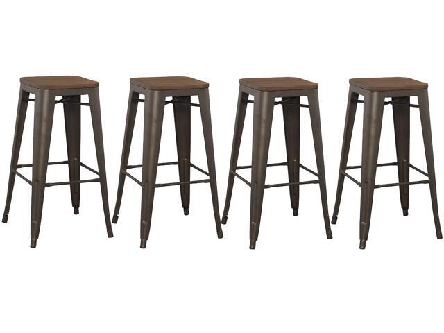 Btexpert Modern 30 Inch Solid Steel Stacking Tabouret Btexpert Modern 30 Inch Solid Steel Stacking Tabouret Rustic Metal Bar Stool With Wood