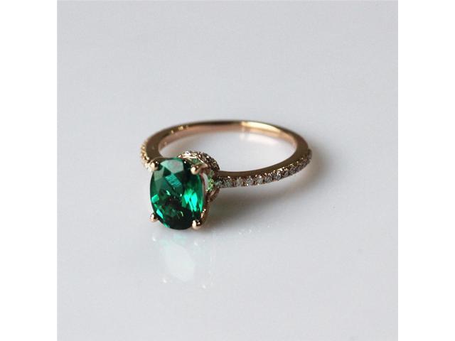 Seven Diamond Emerald Wedding Ring In Yellow Gold