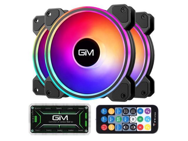 Colorful Cooler Speed Adjustable with Fan Control Hub 3 Pack 120mm Quiet Computer Cooling PC Fans Music Rhythm 5V ARGB Addressable Motherboard SYNC/RC Controller GIM KB-24 RGB Case Fans