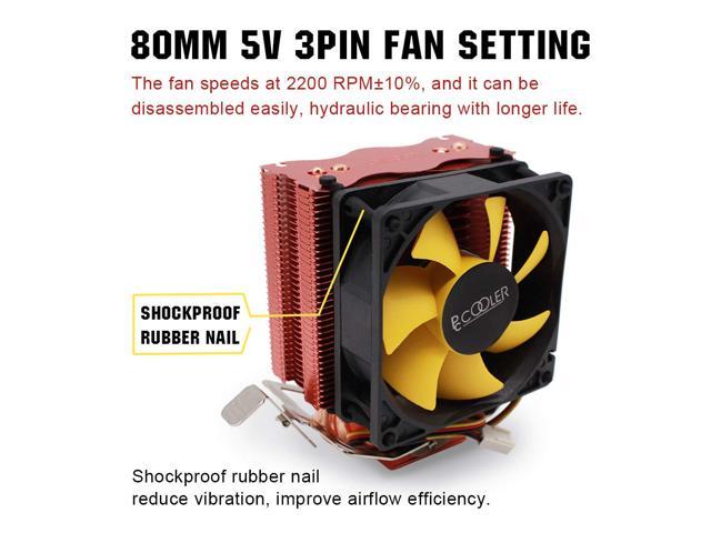 TDP 95w Pccooler S83 CPU Cooler Mini CPU Heatsink Single Tower and Support Dual Fans 80mm Silent Fan Suitable for Mini PC Case Copper-Colored Protective Layer Wide Compatibility 