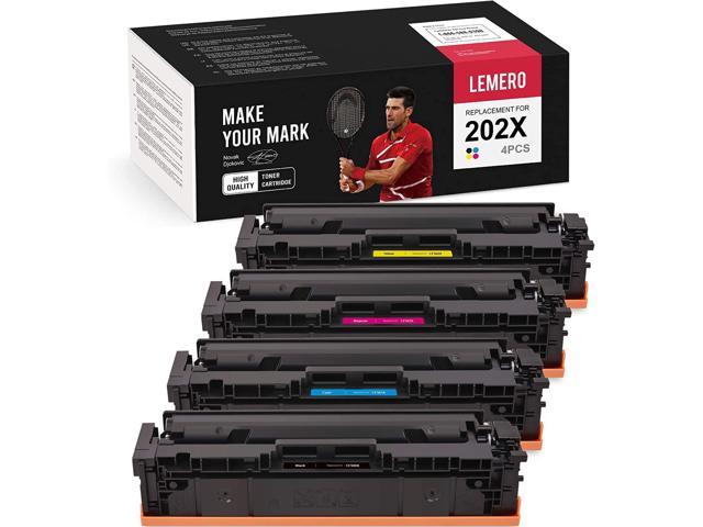 Black, Cyan, Yellow, Magenta, 4-Pack LEMERO Compatible Toner Cartridges Replacement for HP 202X CF500X High Yield