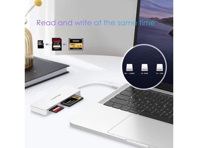LENTION USB C to CF/SD/Micro SD Card Reader SD 3.0 Card Adapter Compatible 2020-2016 MacBook Pro 13/15/16 Samsung S20/S10/S9/S8/Plus/Note More C12, Space Gray New Mac Air/iPad Pro/Surface