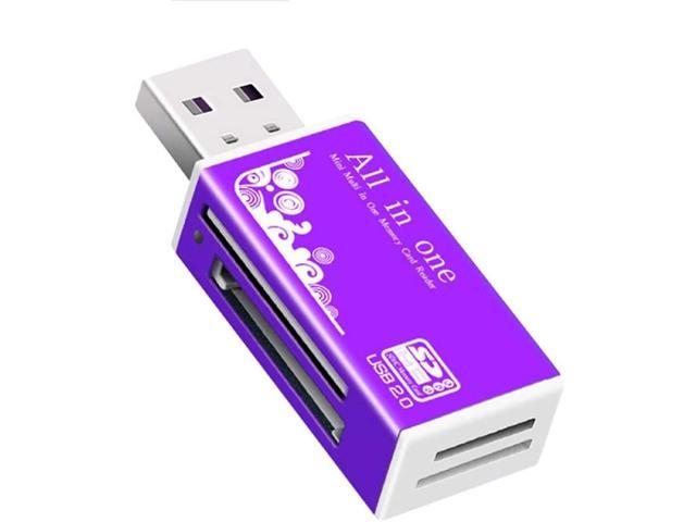 USB 2.0 All in One Memory Card Reader For MICRO-SD SD TF SDHC M2 MMC PURPLE 