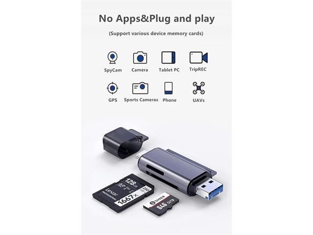 SD TF Card Reader, Type-c to USB Micro USB Multifunction 5-in-1 