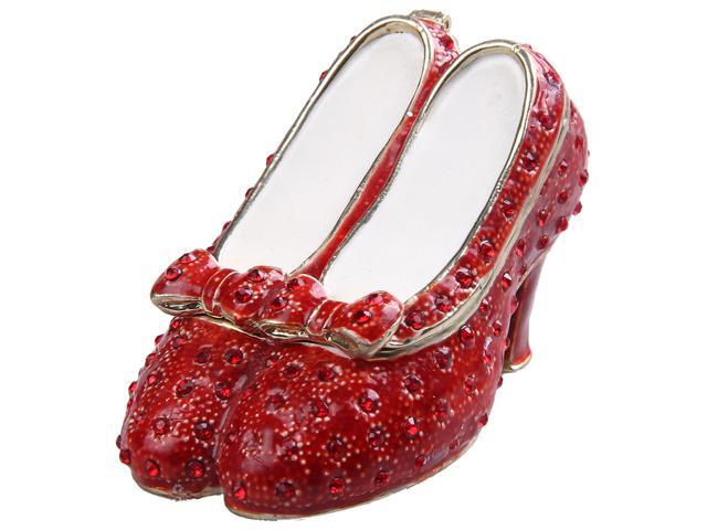 Ruby Slipper Bejeweled Jewelry Box Red Dance Shoes Gold Faberge Ruby Slipper Bejeweled Jewelry Box Red Dance Shoes Gold Faberge Fashion Shoe Trinket Metal Vintage