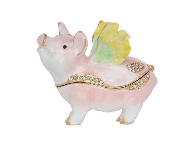 Pink Pig with Crystals Trinket Box Figurine
