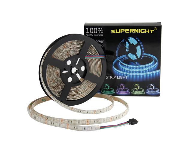 SUPERNIGHT Non-Waterproof 5M 300leds RGB 5050 LED Strip Light 60Leds/M Black PCB 