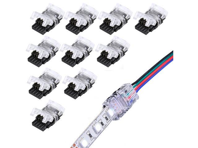 Strip to Wire Quick Connection Without Stripping Wire SUPERNIGHT 10 Pack 4 Pin LED Connector for Non-Waterproof 10mm RGB 5050 5630 LED Strip Lights 
