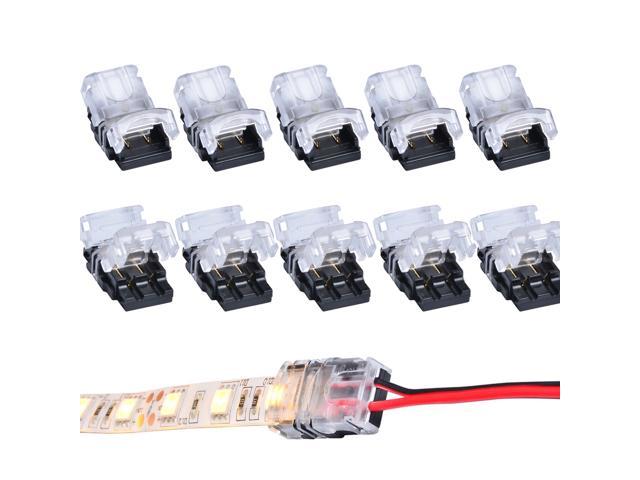 10x 2-Pin Strip to Wire Quick Connector for Non-Waterproof 8mm LED Strip Light 