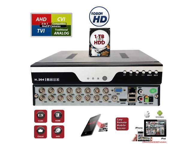 8 Channel H.264 DVR with 1TB HDD Standalone 1080p Security Camera Video Recorder