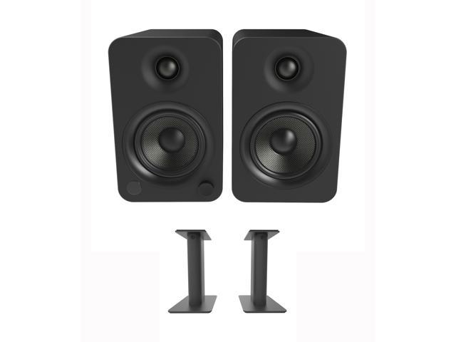 Kanto YU4MB 140W Bookshelf Speakers with Bluetooth - Matte Black (Pair)  with Kanto SP9 9