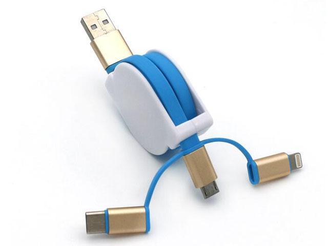 Retractable Multi Charging Cable With Lightning Type C Micro Usb