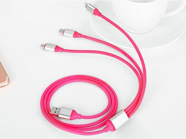 Cute Penguins Jumping Downward Multi Charging Cable 3 in 1 Multiple Devices Phone Connector Universal USB Charger Cord Adapter 