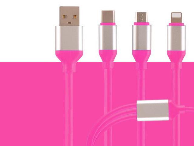 Tropical Watercolor Flamingo 3 in 1 USB Multi Function Charging Cable Data Transmission USB Cable for Mobile Phones and Tablets Compatible with Various Models with Storage Bag 