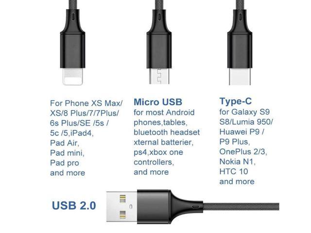 for Mobile Phones and Tablets Micro USB Port Connector Unicorn Pattern Universal 3 in 1 Multi-Purpose USB Cable Charging Cable Adapter 