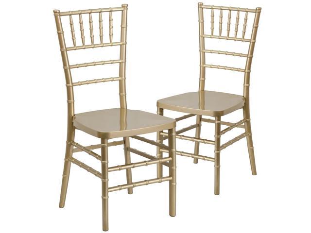 Photo 1 of 2 Pk. HERCULES PREMIUM Series Gold Resin Stacking Chiavari Chair